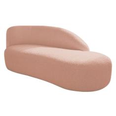 Divã Recamier Curvo Luna 160cm Lado Direito Suede Rosê
