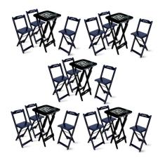 Kit 5 Conjuntos De Mesa Bistrô Dobrável Jack Daniel`s Com 3 Banquetas De Madeira Preta