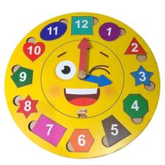 Brinquedo Educativo Pedagógico Em Madeira Relógio De Encaixe