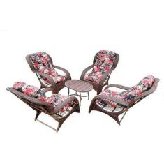 Conjunto de Poltronas Fibra Sintética Lisboa - 4 Poltronas + 1 Mesa Ce