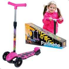 Patinete Infantil Power Rosa 3 Rodas Ajustável 40kg DM Toys - DM Toys