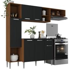 Armário De Cozinha Compacta Smart Multimóveis Mp2219 Madeirado-preto Madeirado-preto