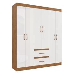 Guarda-roupas Solteiro 6 Portas E 2 Gavetas Multimóveis Cr35210 Off White-nogueira