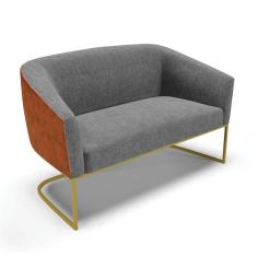 Sofá Namoradeira 2 Lug Industrial Dourado Stella Noz-linho D03 - D'rossi Cor Grafite