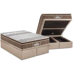 Cama Box Baú King: Colchão Ortopédico Probel D33 Guarda Costas Próintense Plus + Base Crc Suede Clean (193x203)