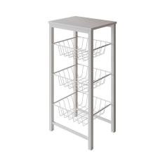 Fruteira De Chão Cozinha Montada Aço Branco Tampo Branco Roma Cor: Branco