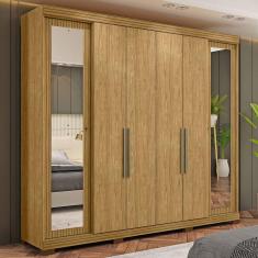 Guarda-Roupa Casal Bogotá 6 Portas com Espelho Marrocos/Marrocos Ripado - Mx Móveis