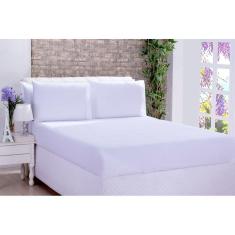 Jogo De Cama Lençol Ponto Palito Micropercal Solteiro 02 Peças Branco