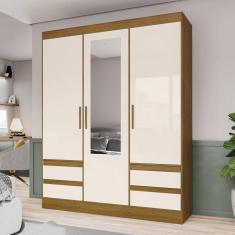 Guarda Roupa Solteiro 3 Portas 3 Gavetas Carson Plus Espresso Móveis Marrom/Off White