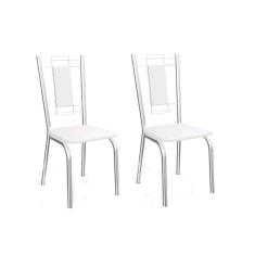 Cadeira Sala de Jantar Florença 2C005 Kit Cromado Courano Branco