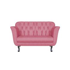 Namoradeira Decorativa Dália Suede Rosa 2 Lugares Pés Madeira Ms Decor
