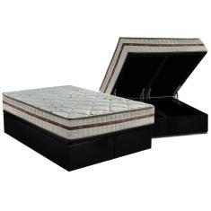 Cama Box Baú Queen: Colchão Molas Ensacadas Anjos MasterPocket Classic + Base CRC Suede Black(158x198)