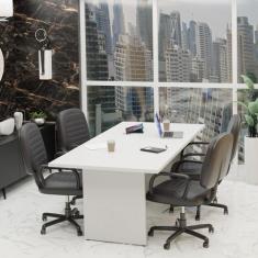 Mesa De Reunião Para Escritório 2mx1m Tampo 40mm Netmobil, Branco