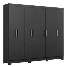Guarda Roupa Casal Paris com Pés 8 Portas MDP Preto Fosco Maxel
