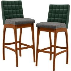 Kit 02 Banquetas Altas B04 Verde Musgo Cinza Escuro