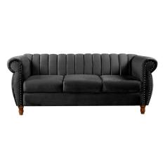 Sofá Realeza Chesterfield 3 Lugares Tachinhas Retrô Vintage