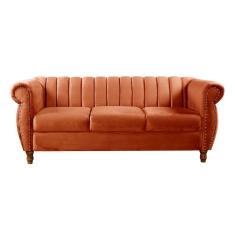 Sofá Realeza Chesterfield 3 Lugares Tachinhas Retrô Vintage
