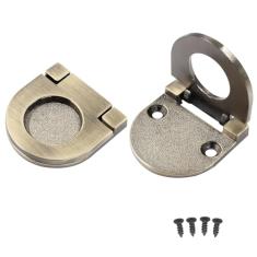 Coufce Pacote com 2 alças de anel embutidas, bronze, oculta, embutida, tipo gaveta, suporte de gaveta, anel nivelado, puxador de porta deslizante, puxador embutido para móveis (com parafusos)