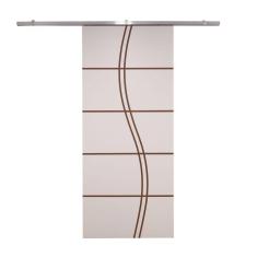 Porta De Correr Branco Prime Frisada Kit Alumínio Fs Duplo - 210x80