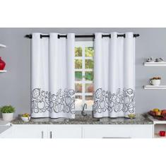 Cortina Corta Luz de PVC para Cozinha Estampado 2,20m x 1,30m Branco -