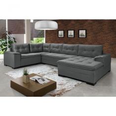 Sofá Viena 3 Lugares Com Chaise E Canto Premium Império Cinza Cinza 380