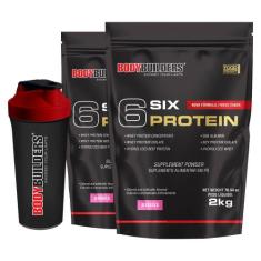 Kit 2x 6 Six Protein 2kg + Coqueteleira  Bodybuilders,  Morango