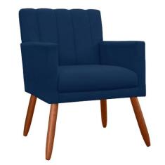 Poltrona Decorativa Cecilia Pés Palito Suede Azul Marinho - DS Estofad