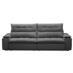 Sofá Retrátil E Reclinável 4 Lugares 250cm Com Porta Copos E Objetos Bulgária Grafite