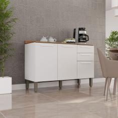 Balcão De Cozinha New Valência 120cm 3 Pts 2 Gavetas Salleto Branco