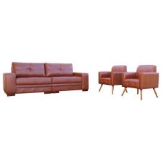 Conjunto de Sofá 4 Lugares Bipartido 260cm com 2 Poltronas Bia/Milano 