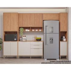 Cozinha Completa Divina 5 Peças (2Aéreos+1Balcão+2Paneleiros) CZ004 Freijo/Off White - MGM