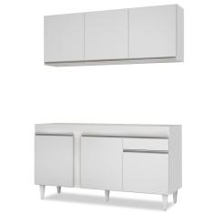 Armário Aéreo Argélia E Balcão Para Pia 150cm Dakota Branco - Lumil Móveis