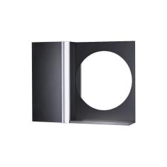 Armário Banheiro com Espelho Redondo Preto Barra Vertical