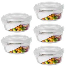 Conjunto 5 Pote Vidro 620ml Hermético Marmita Tampa 4 Travas