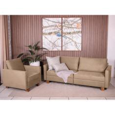 Conjunto Sofá 1,80 2 Lugares e Poltrona Plaza Marrom Claro - Straub Web