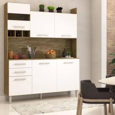 Cozinha Compacta Pratice 6 Portas 2 Gavetas Carvalho/Branco - Panorama Móveis