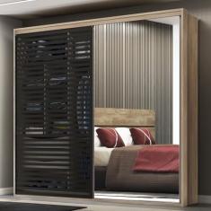 Guarda-Roupa Ripped 2 Portas Carvalho com Espelho Espresso Móveis Carvalho