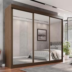 Guarda Roupa Casal 3 Portas de Correr Com 3 Espelhos 6 Gavetas Fênix 100% MDF - Mais Móveis (New Canion)