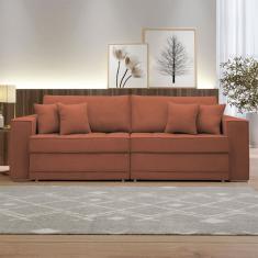Sofá Cama 3 Lugares Noel Retrátil 20591 Boucle Terracota  - Celflex