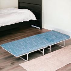 Cama Dobrável Com Colchão Solteiro Portátil Em Aço Reforçado