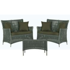 2 Sofás Área e Mesa Igapó Alumínio Pintura Fendi Corda Náutica Estofad