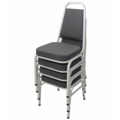 Kit com 4 Cadeiras Empilháveis Linha Hotel Plus Cinza - Design Office 