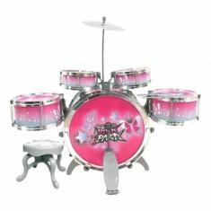Brinquedo Bateria Infantil Rock Party Rosa 6066 - Dm Toys 