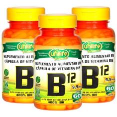 Vitamina B12 Cobalamina Vegana 60 cápsulas de 450mg Kit com 3 - Unilif