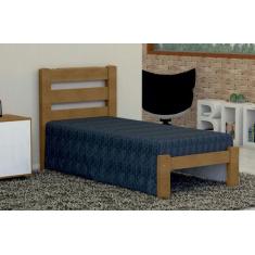 Cama de Solteiro Luna de Madeira Maciça Angelim Pedra/Tauari - Cor Imb