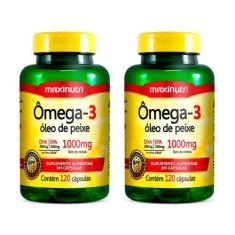 Kit 2 Ômega 3 Óleo de Peixe 120 Cápsulas 1000mg Maxinutri