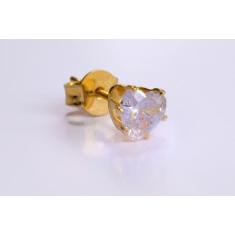 Brinco Zirconia de Coração Grande Folheado - Floratta Joias