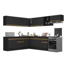 Armário de Cozinha Completa de Canto com Rodapé Veneza Multimóveis V2103