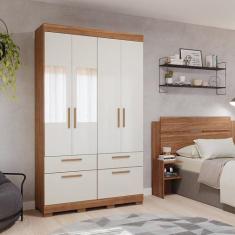 Guarda-Roupa Solteiro 128cm 5 Portas 3 Gavetas com Espelho 100% Mdf Co