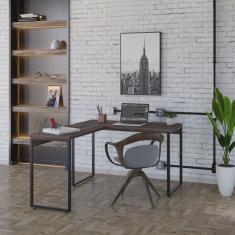 Mesa de Escritório em L Estilo Industrial 120x150cm Kuadra